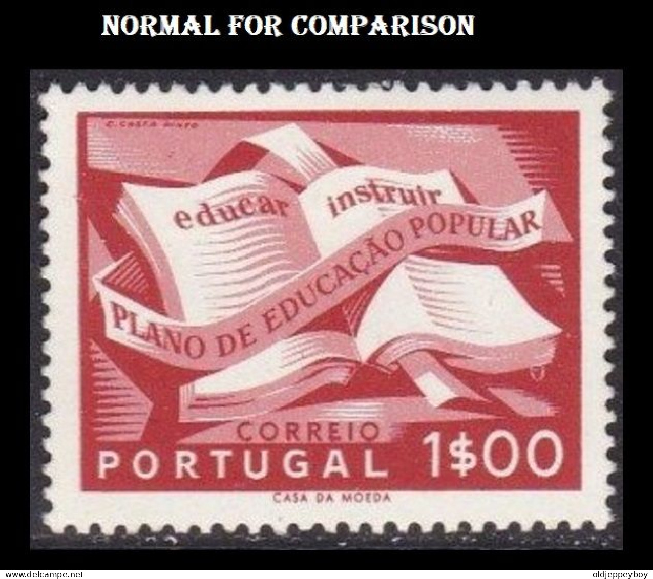 ERROR VARIETY PORTUGAL 1954 CAMPANHA EDUCAÇÃO 1$00 BLOCK PERF 13 1/2 DOUBLE IMPRESSION DUPLA IMPRESSAO EXTRA RARE MNH** - Unused Stamps