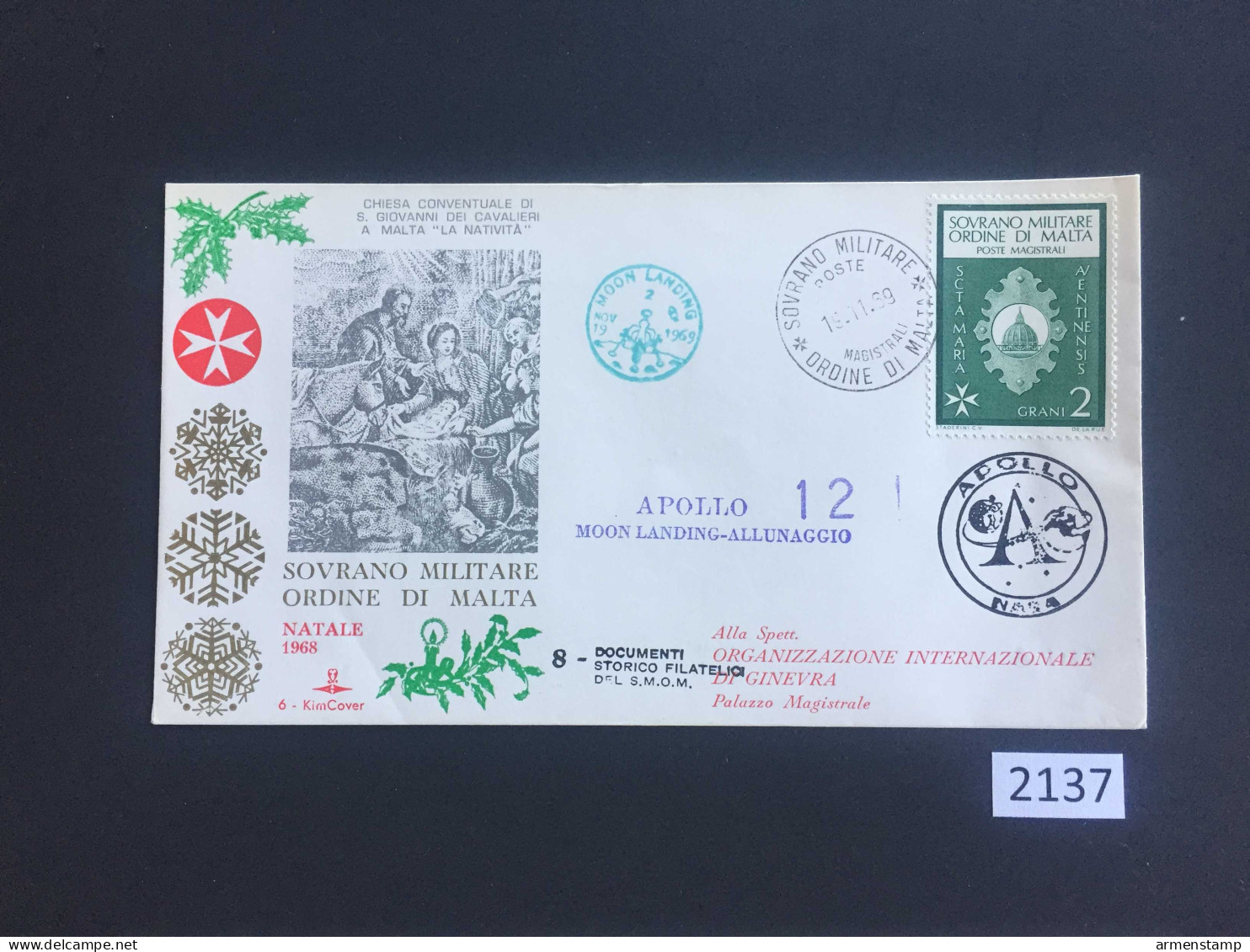 Italy Malta Apollo 12 Fancy Cover (2137) Free Shipping - Steuermarken