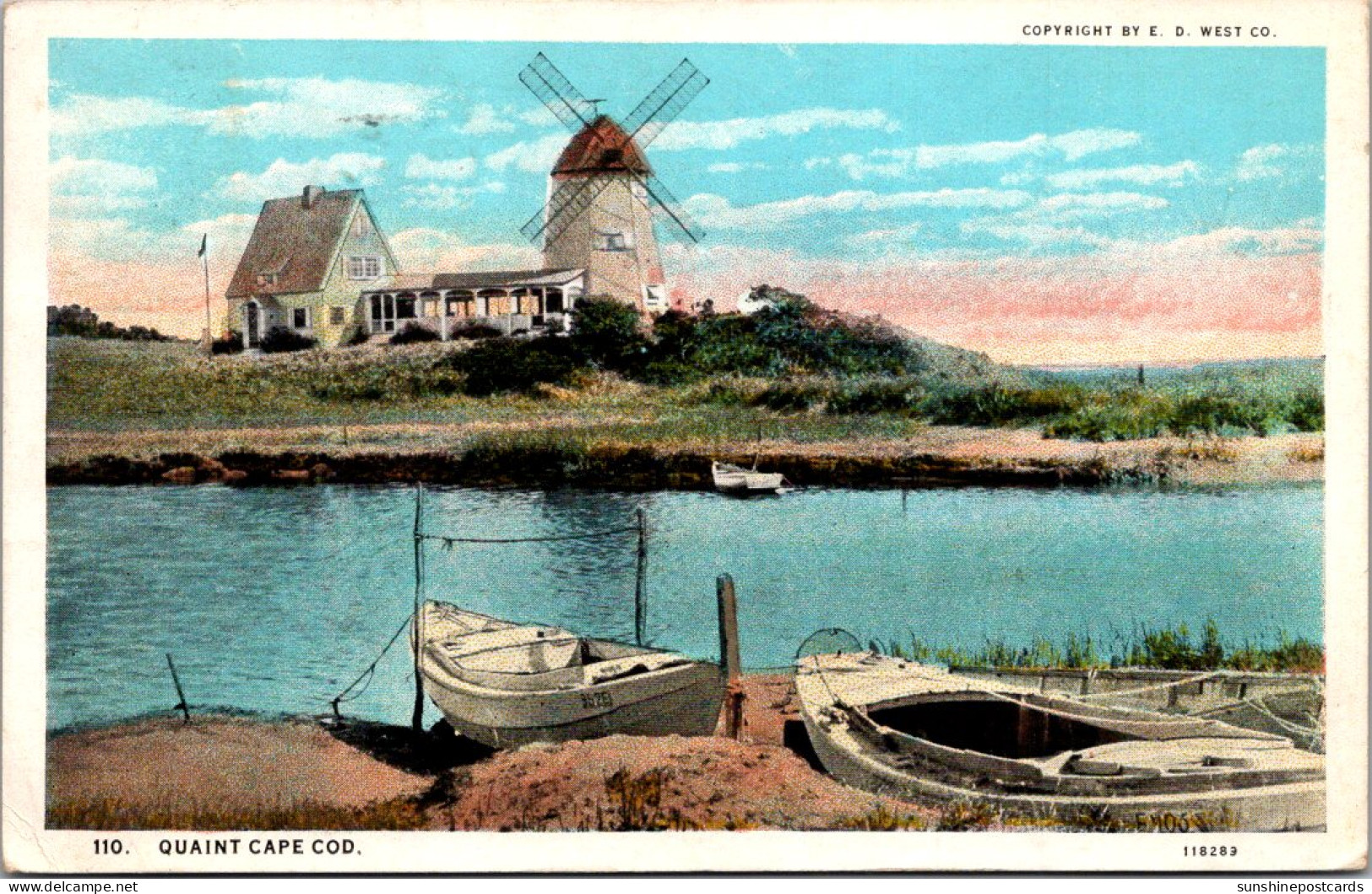 Massachusetts Cape Cod Quaint Scene Showing Windmill 1928 - Cape Cod