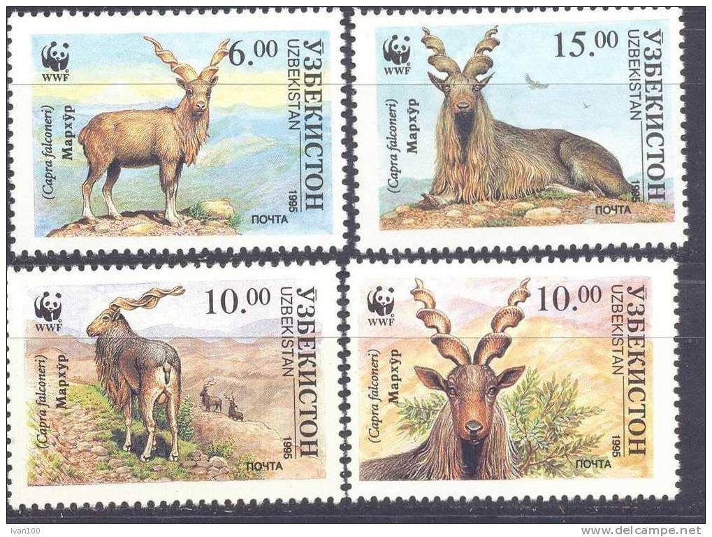 1995. Uzbekistan,  WWF, Goats, 4v, Mint/** - Usbekistan