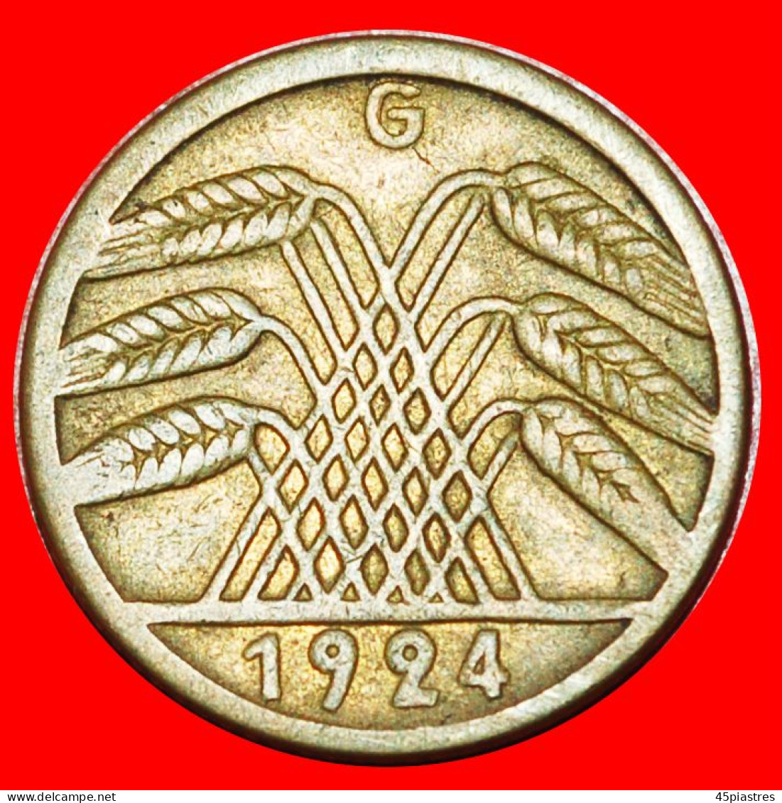 * PYRAMID OF WHEAT: GERMANY  5 RENTENPFENNIGS 1924G! · LOW START! · NO RESERVE!!! - 5 Rentenpfennig & 5 Reichspfennig