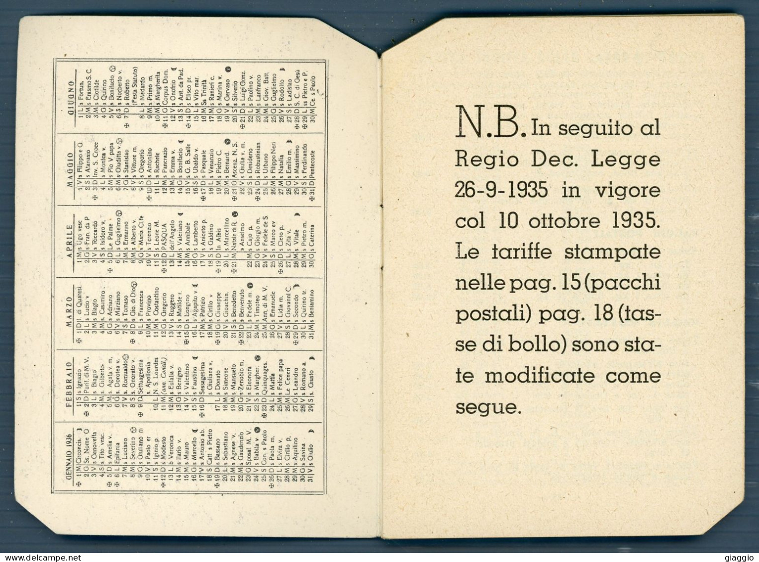 °°° Calendario/vademecum - 1936 °°° - Big : 1901-20