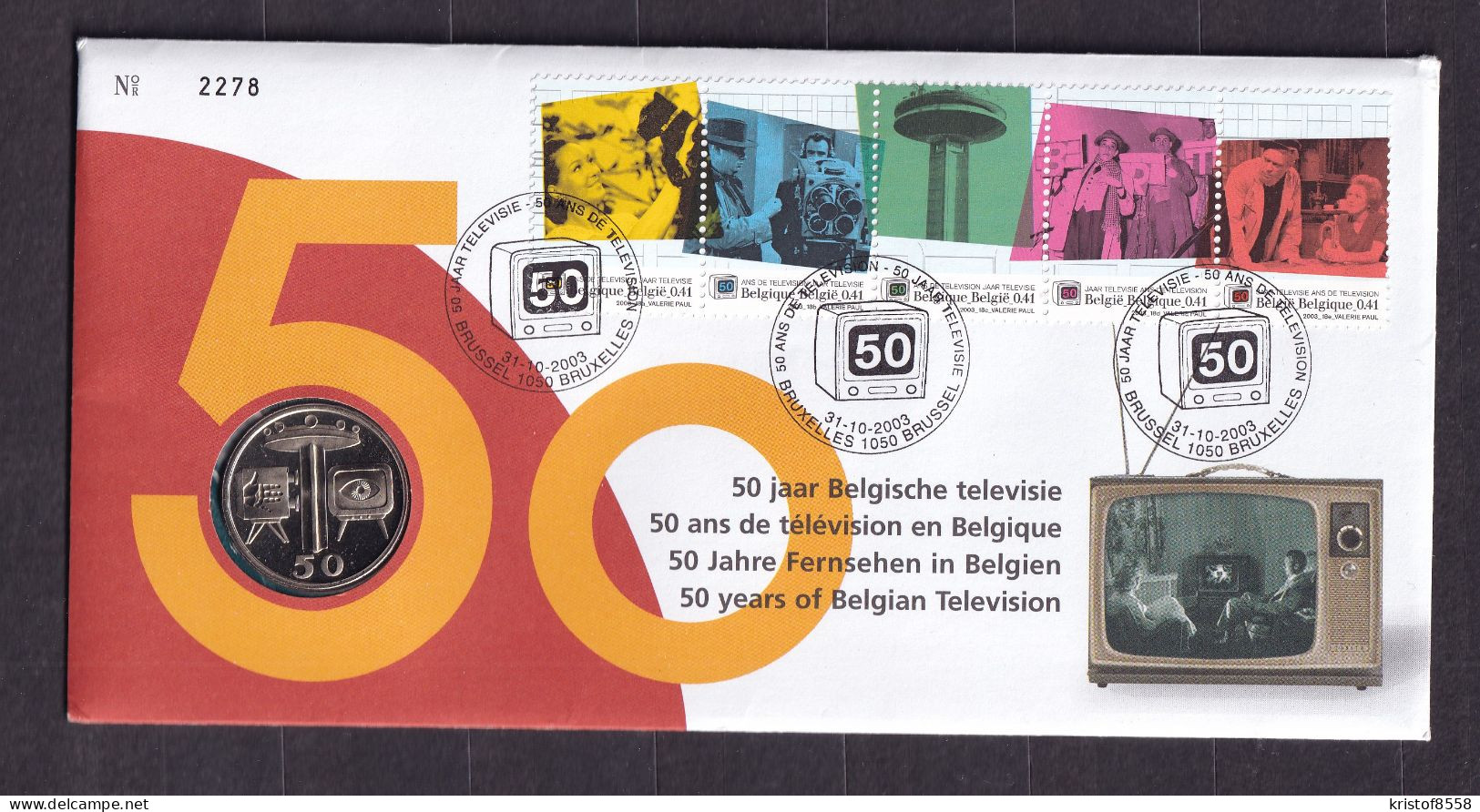 [STCK]Numisletter - 3213/3217 - 50 Jaar  Belgische Televisie - Numisletter