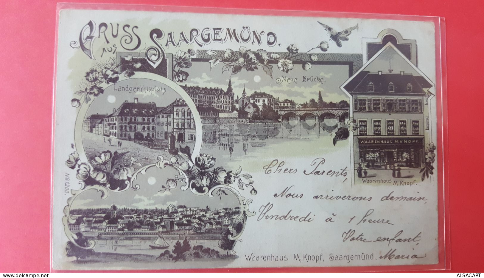 Gruss Aus Sarreguemines , Carte 1900 à La Lune , Waarenhaus Knopf - Sarreguemines