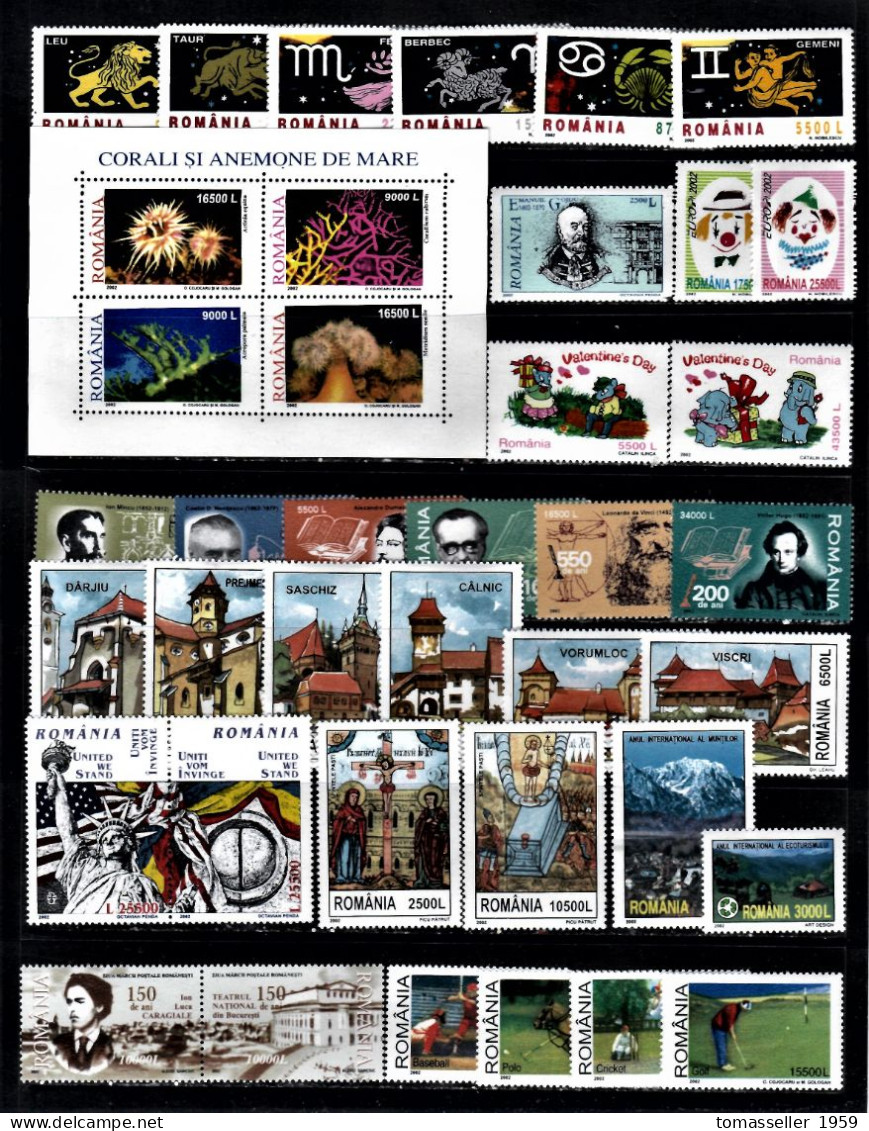 Romania- 2002 Full  Year Set - 22 Issues ( 55 St.+7 S/s.).MNH** - Años Completos