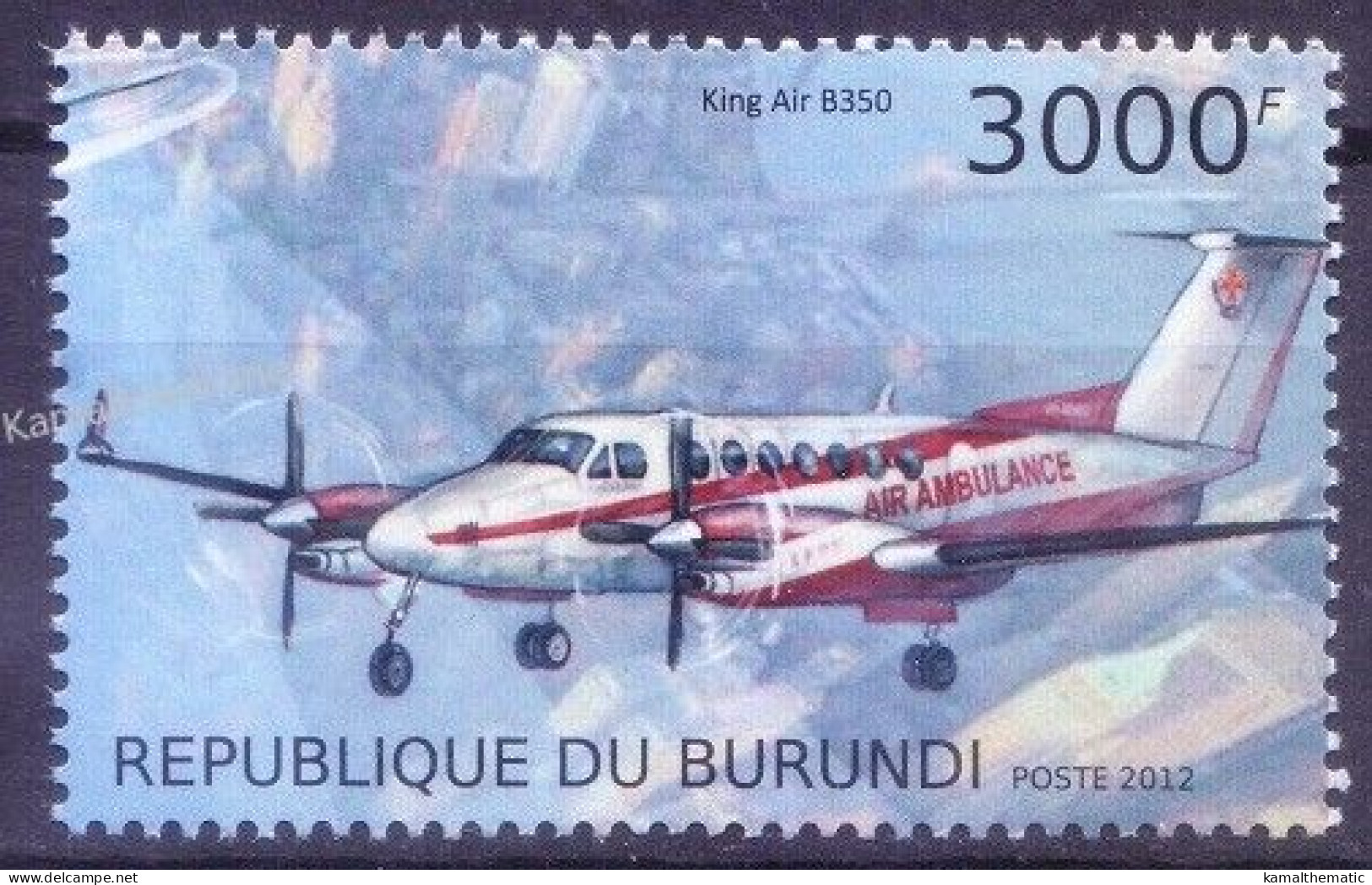 Burundi 2012 MNH, Air Ambulance, Rescue Aircraft King Air B350 - First Aid
