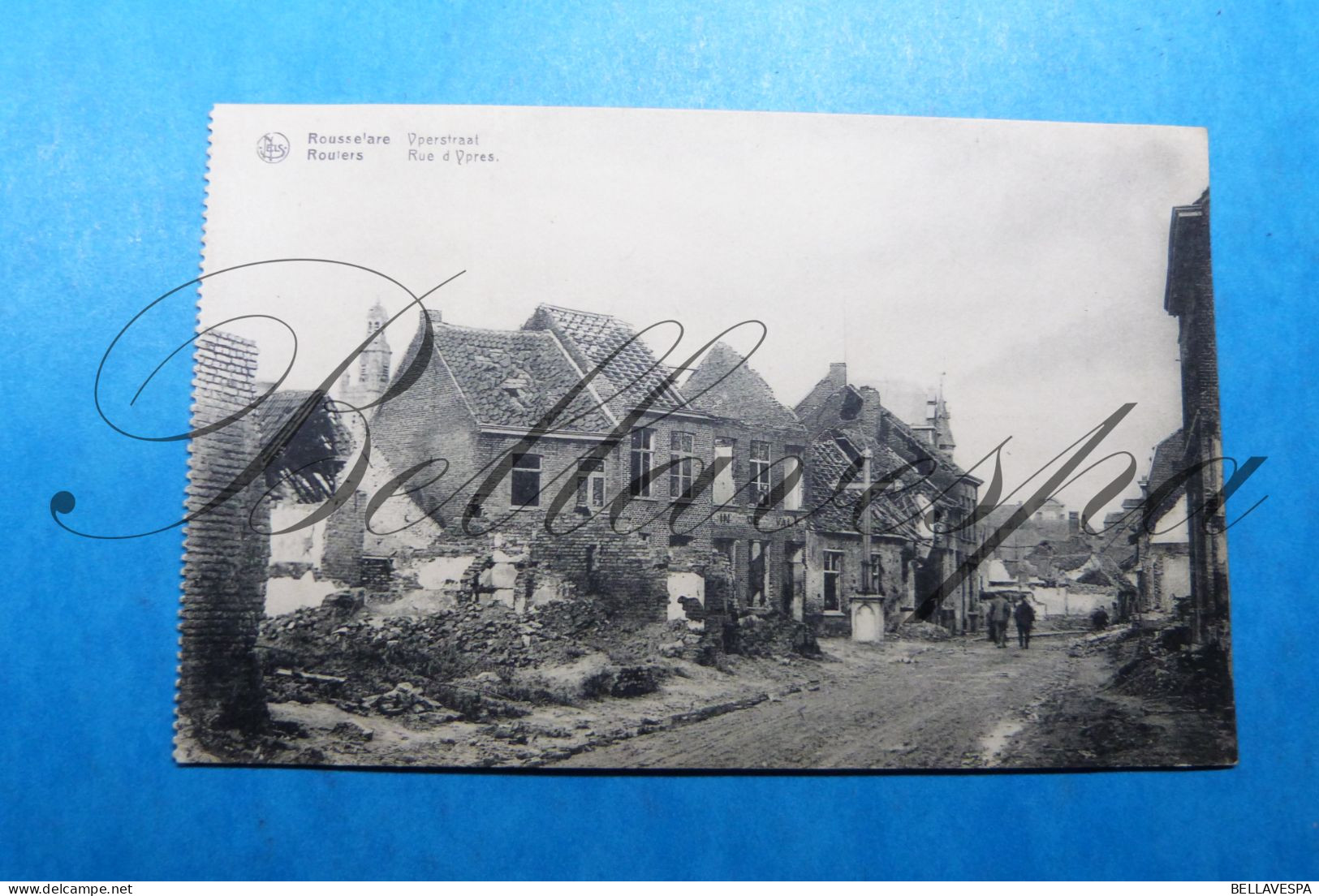 Roeselare Ruines 1914-1918 Guerre Ieperstraat Thv "In De Valk" Kruis N° 75 Rue Yper - Röselare