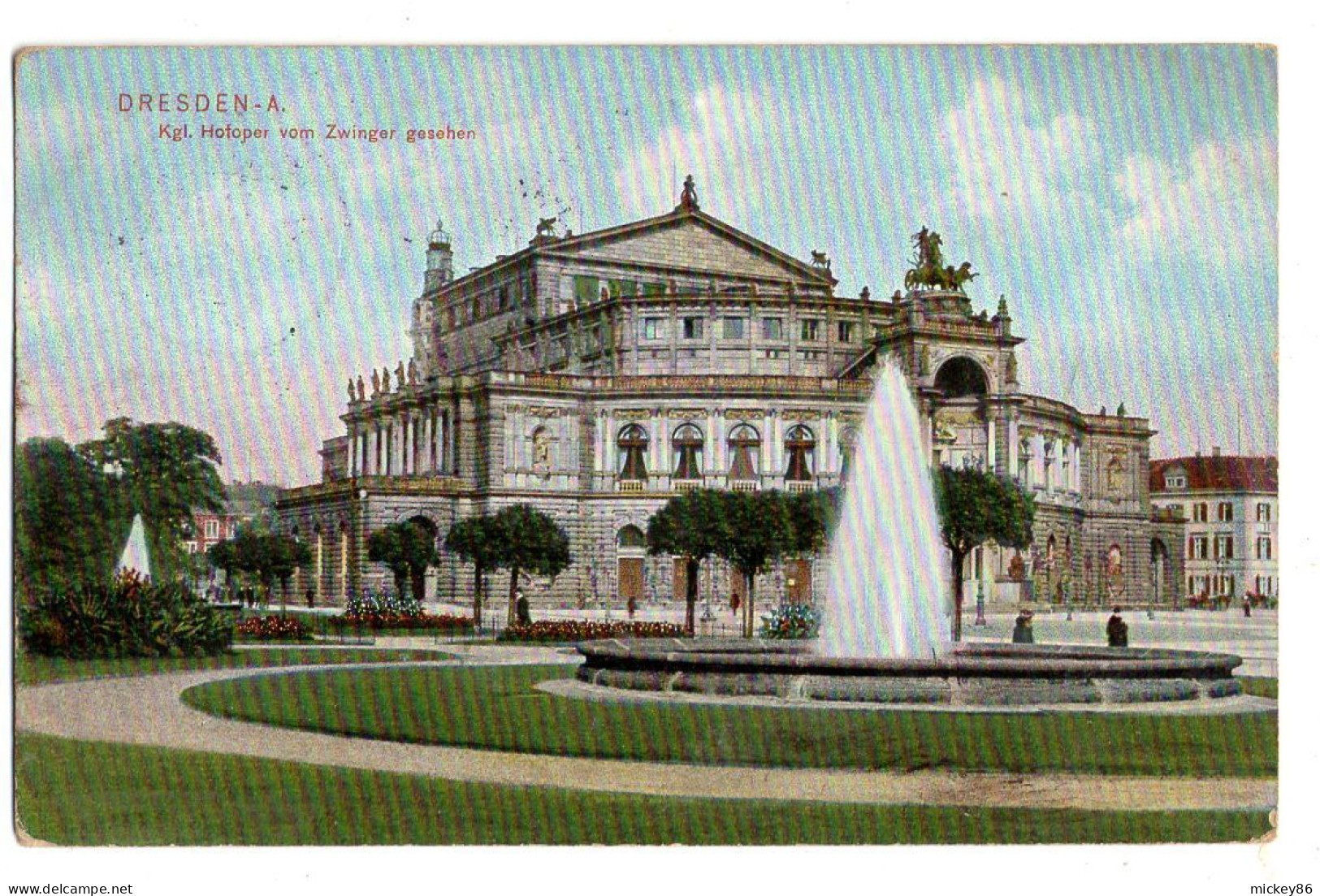 Allemagne--DRESDEN--1907--  Koenigl.Hofoper Vom Zwinger Gesehen........colorisée........timbre.......cachet - Dresden