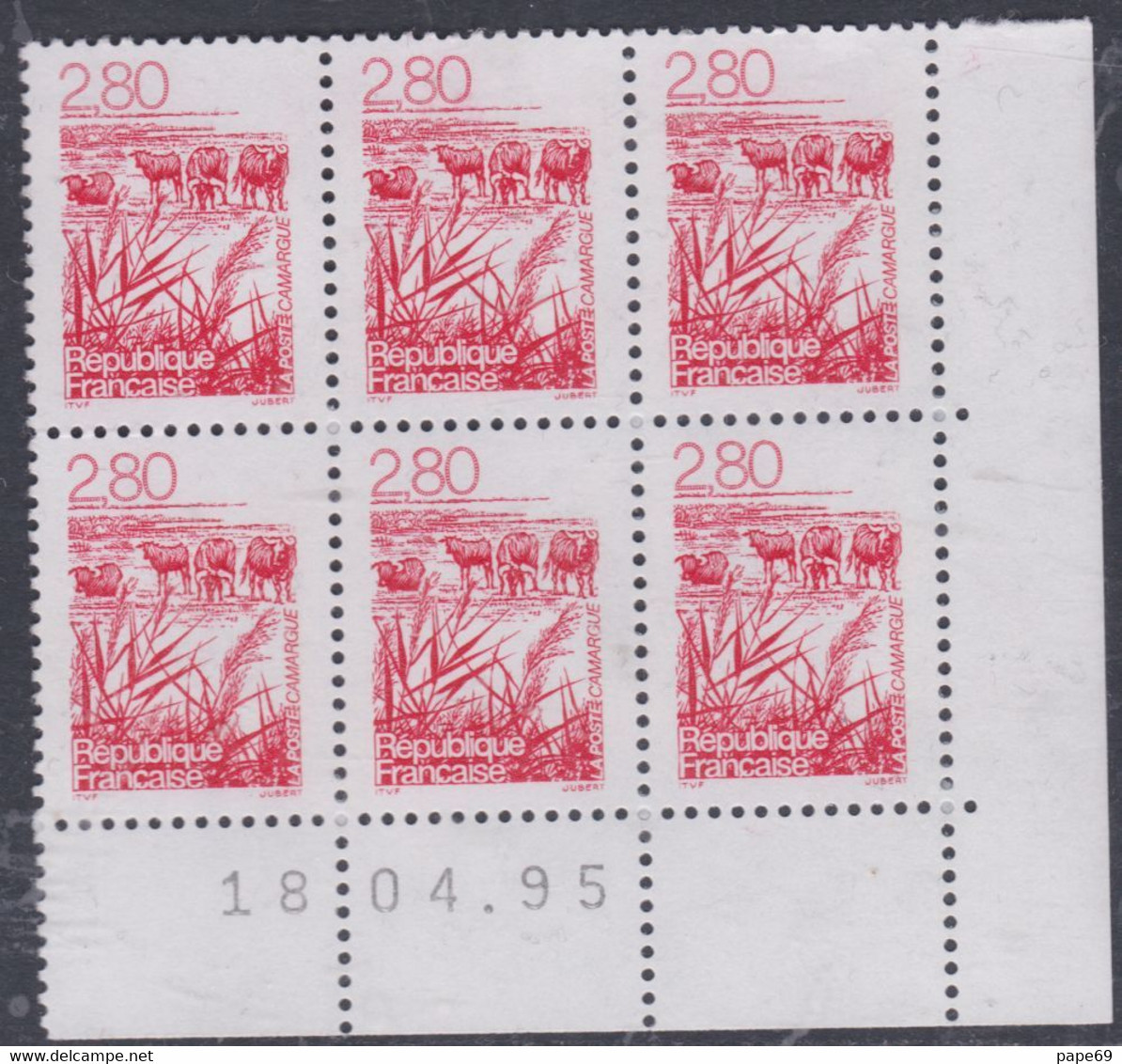 France N° 2952 XX Région Camargue En Bloc De 6 Coin Daté Du 18 . 04 . 95  Sans  Barre,  Sans Charnière, TB - 1990-1999