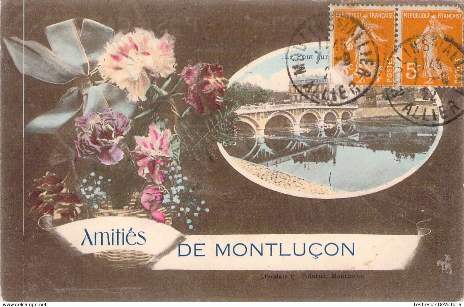 FRANCE - 03 - MONTLUCON - Amitiés De ... - Fleurs - Colorisée - Carte Postale Ancienne - Montlucon