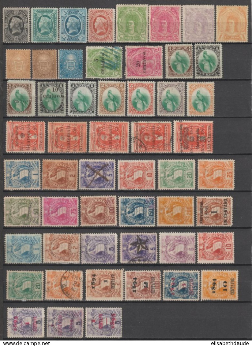 GUATEMALA - 1871/1895 - COLLECTION QUASI COMPLETE ! YVERT N° 1/3 + 7/54 + 56/61A TOUS ETATS - COTE IMPORTANTE ! - Guatemala