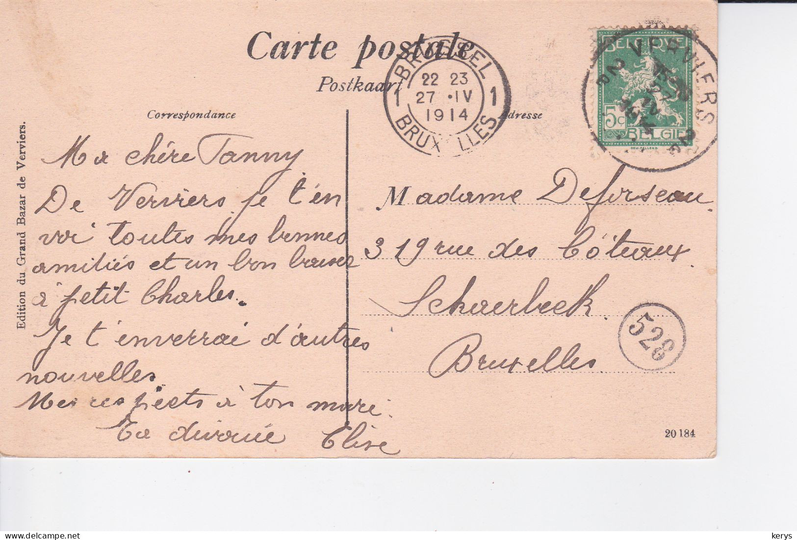 CP 1914  :  Le Château Lieutenant - Verviers