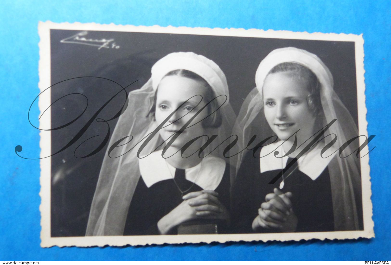 Communie  Ria & Therese FLIPST  11 Juli 1940 Fotokaart Portretfoto Studio Opname - Genealogy