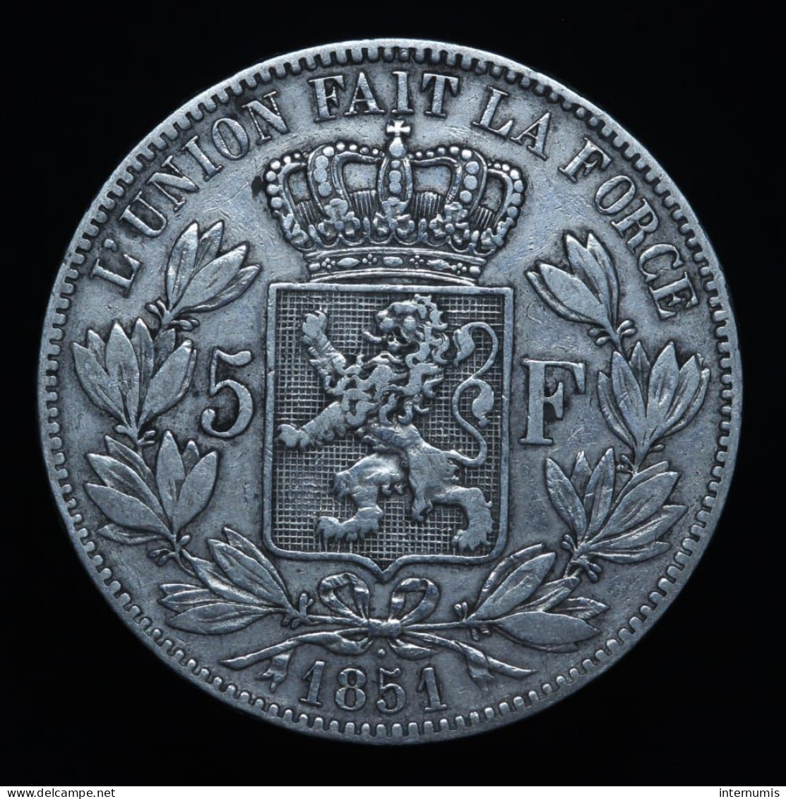 Rare - Belgique / Belgium, Léopold I, 5 Francs, 1851 (1851/50), , Argent (Silver), TTB (EF), KM#17, Morin.41b - 5 Francs