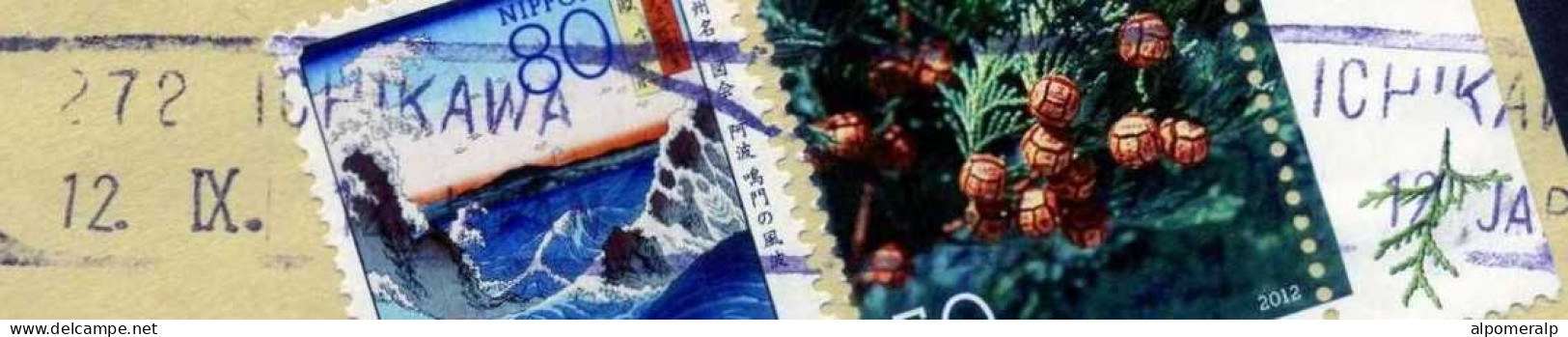 Japan 2012 50 ¥ Trees, 80 ¥ Sea (Paintings) | Air Mail Cover Used To İzmir From Ichikawa - Briefe U. Dokumente