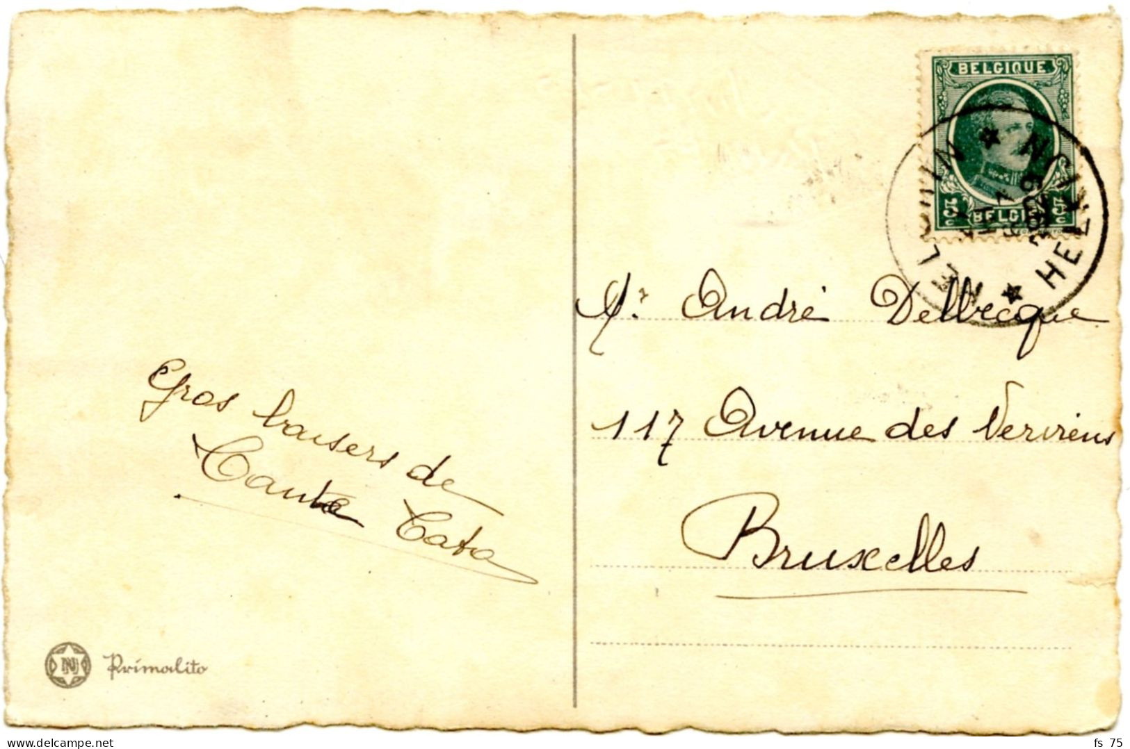 BELGIQUE - COB 193 SIMPLE CERCLE RELAIS A ETOILES HELCHIN SUR CARTE POSTALE, 1929 - Postmarks With Stars