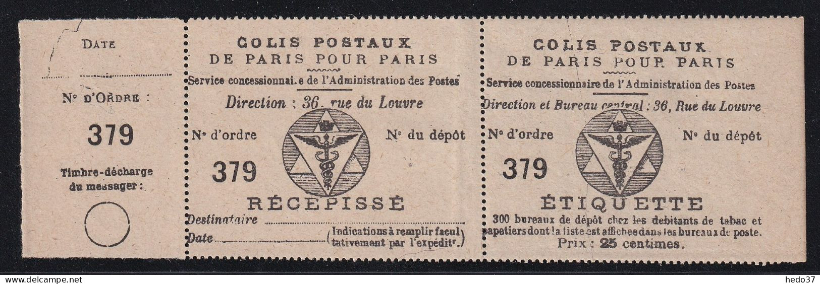 France Colis Postaux Paris Pour Paris N°2 - Type II - Neuf ** Sans Charnière - TB - Altri & Non Classificati