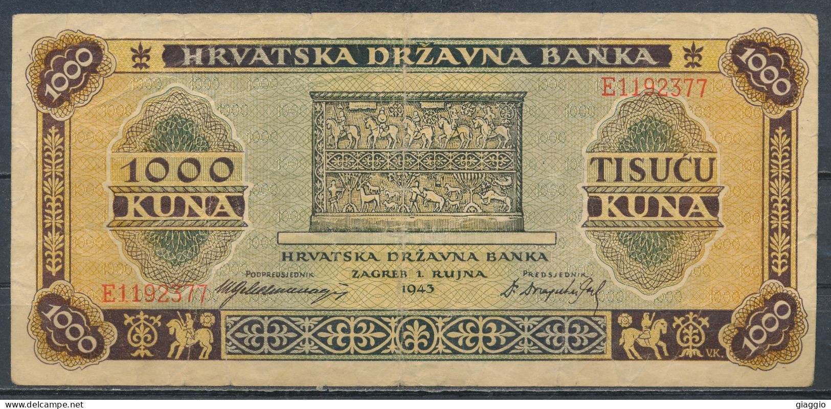 °°° CROAZIA - 1000 KUNA 1943 °°° - Croatie