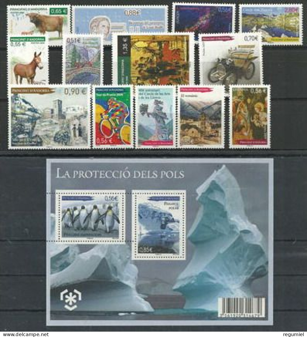 Andorra Francesa 666/680 ** MNH. 2009  Año Completo - Volledige Jaargang