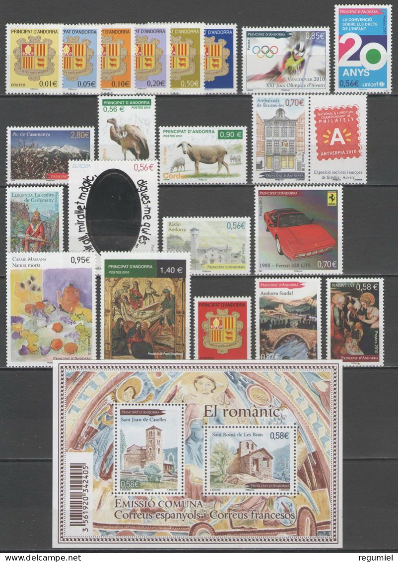 Andorra Francesa 681/703 ** MNH. 2010  Año Completo - Années Complètes