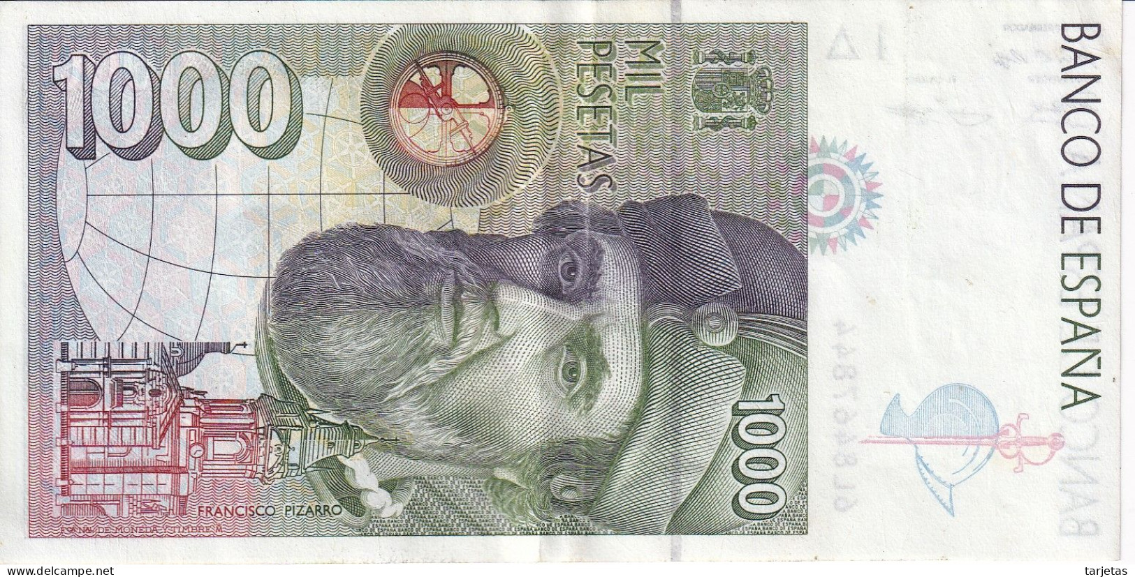 BILLETE DE 1000 PESETAS DEL AÑO 1992 DE HERNAN CORTES SERIE 6L EN CALIDAD EBC (XF) (PIZARRO) - 1000 Pesetas