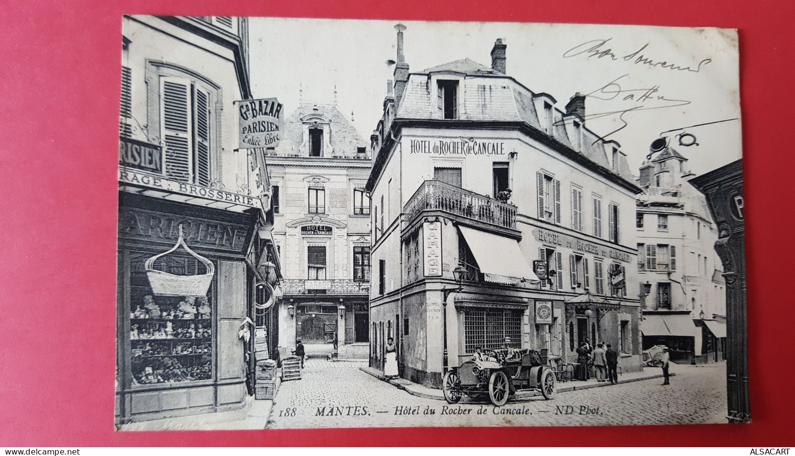 Mantes , Hotel Du Rocher De Cancale , Grand Bazar Parisien , Voiture Ancienne - Mantes La Ville