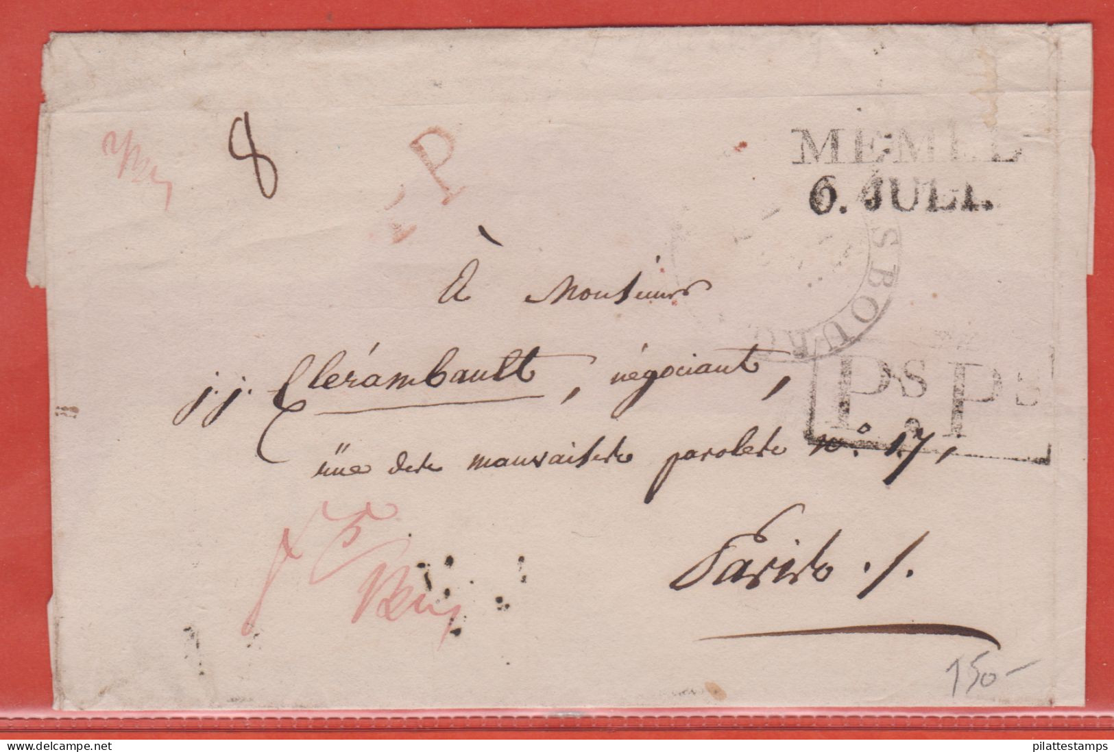 MEMEL LETTRE DE 1823 POUR PARIS VIA STRASBOURG - Storia Postale