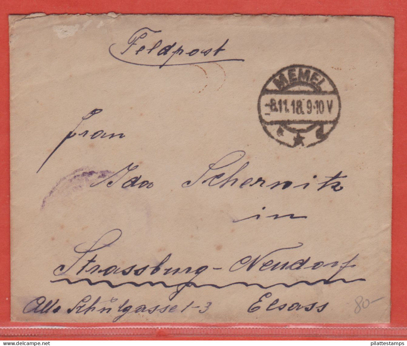 MEMEL LETTRE DE 1918 POUR STRASBOURG - Brieven En Documenten