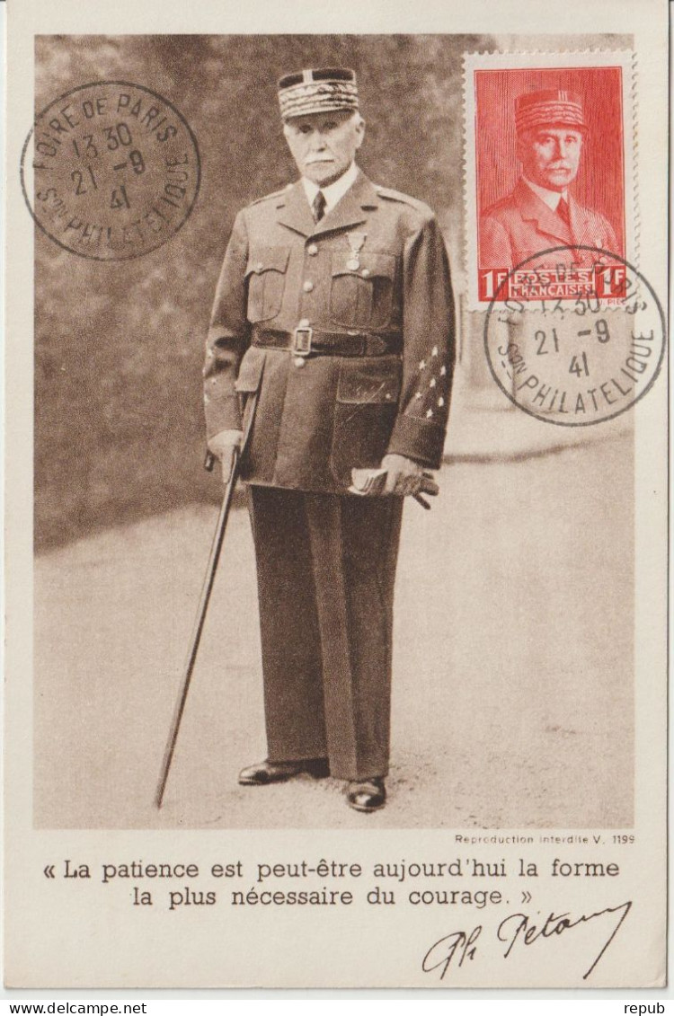 France Carte Maximum Pétain 472 Oblit. Foire De Paris 1941 - 1940-1949