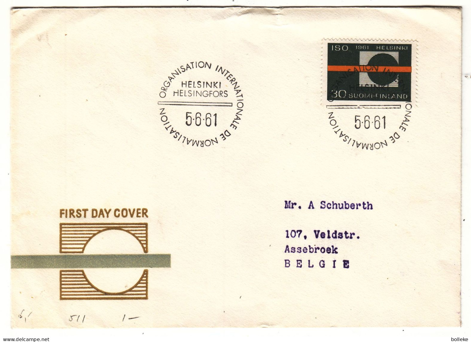 Finlande - Lettre De 1961 - Oblit Helsinki - Organisation Internationale De Normalisation - - Storia Postale