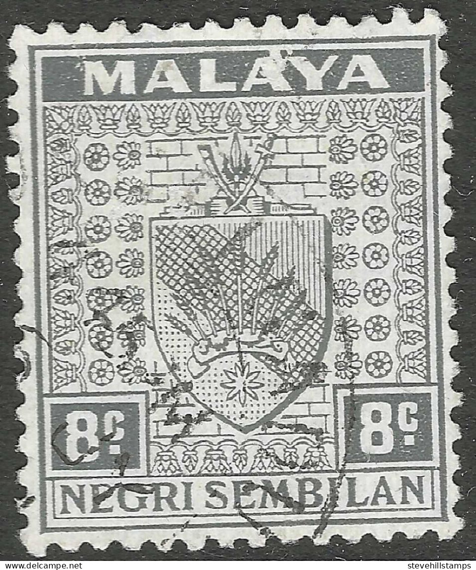 Negri Sembilan (Malaysia). 1935-41 Arms. 8c Used SG 29 - Negri Sembilan