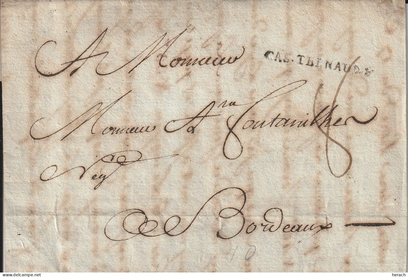 France Marque Postale Avec Correspondance Castelnaudary 1783 - ...-1845 Vorphilatelie