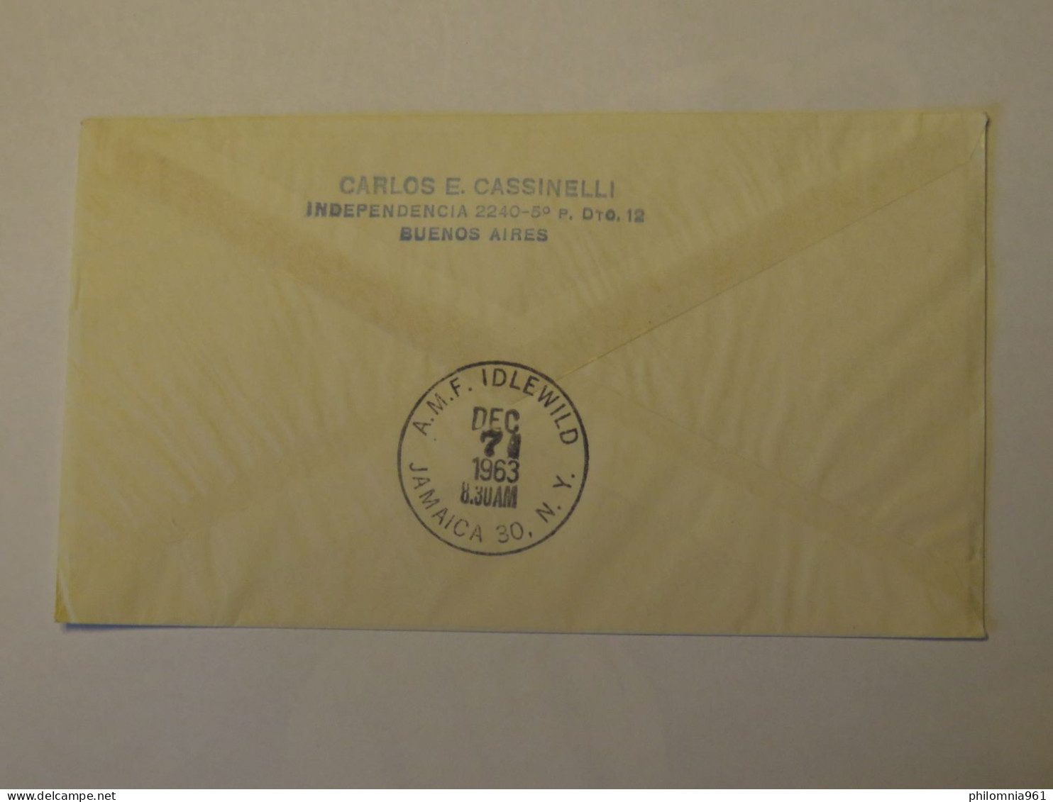 ARGENTINA  PAN AM FIRST FLIGHT COVER BUENOS AIRES - NEW YORK - LIN ESCALAS 1963 - Gebruikt