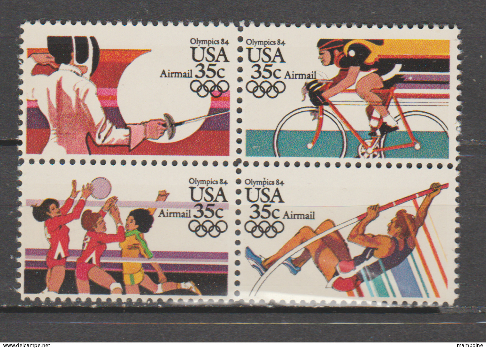 USA  1983  P A    N° 103 / 106  Neuf X X (bloc De4)  J O Los Angeles - 3b. 1961-... Ungebraucht