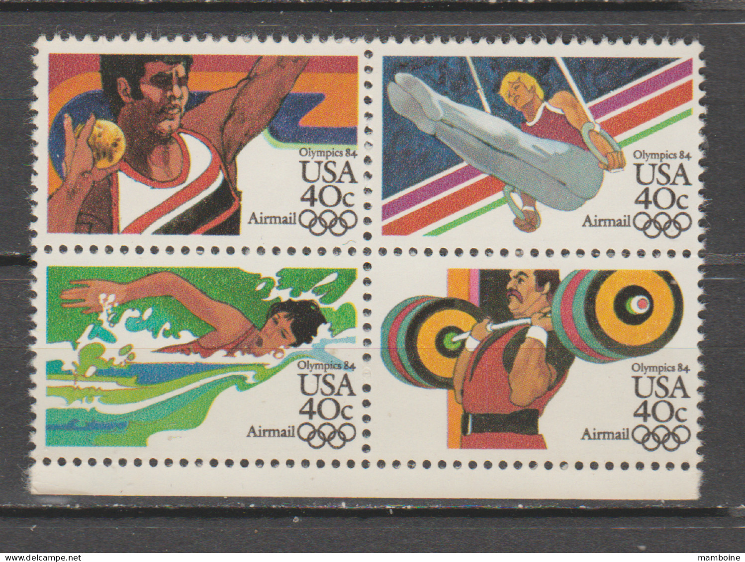 USA  1983  P A    N° 95 / 98  Neuf X X (bloc De4)  J O Los Angeles - 3b. 1961-... Neufs