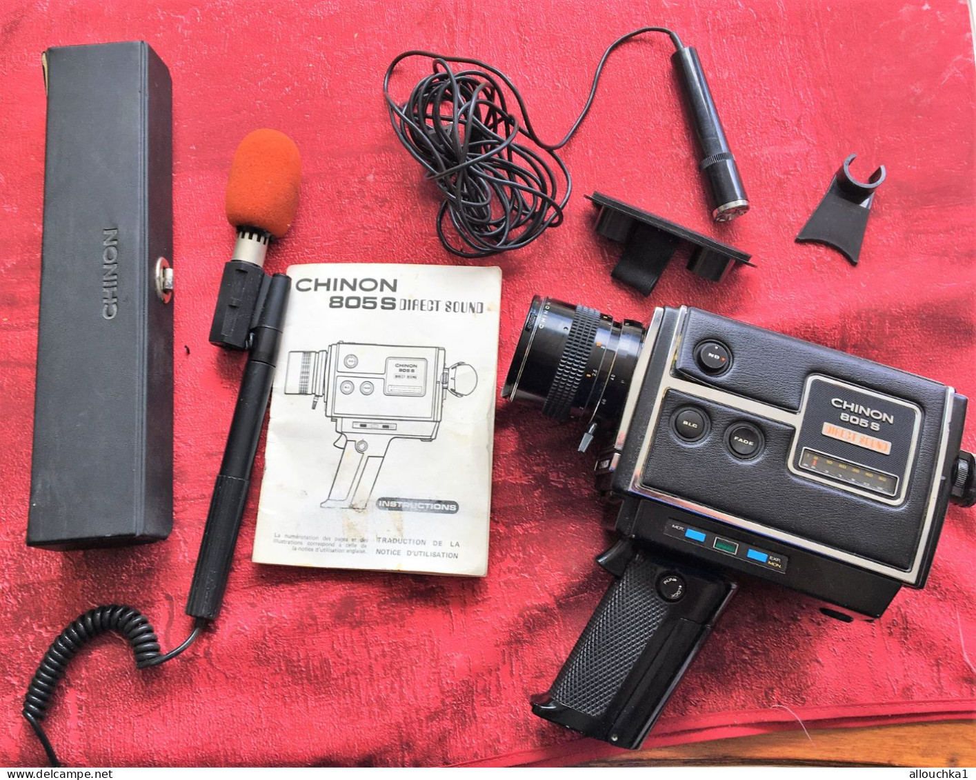 État De Fonctionnement Appareil Photo Camera Chinon 805 S Direct Sound Super 8 Movie Camera, 1975's + Sacoche + 2 Micros - Fototoestellen