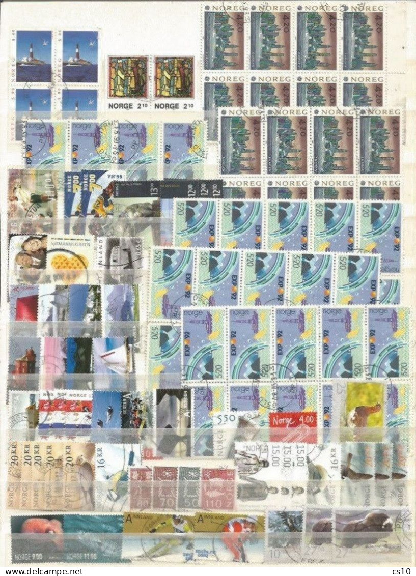NOREG NORGE NORWAY Wholesale Lot In 5 Scans # 400++ Pcs With Pairs, Blocks, Some HVs In Very HIGH QUALITY!! - Usados