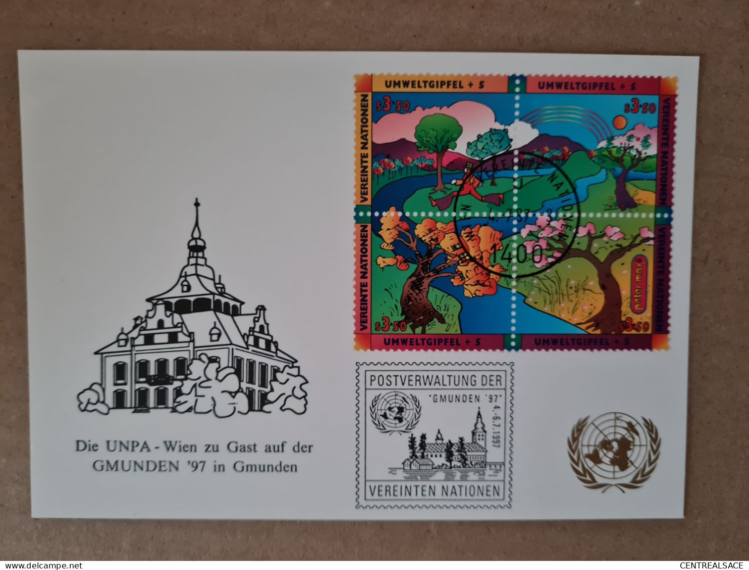 ADMINISTRATION  NATIONS UNIES WIEN 1997 POSTVERWALTUNG BLOC DE 4  GMUNDEN - Lettres & Documents