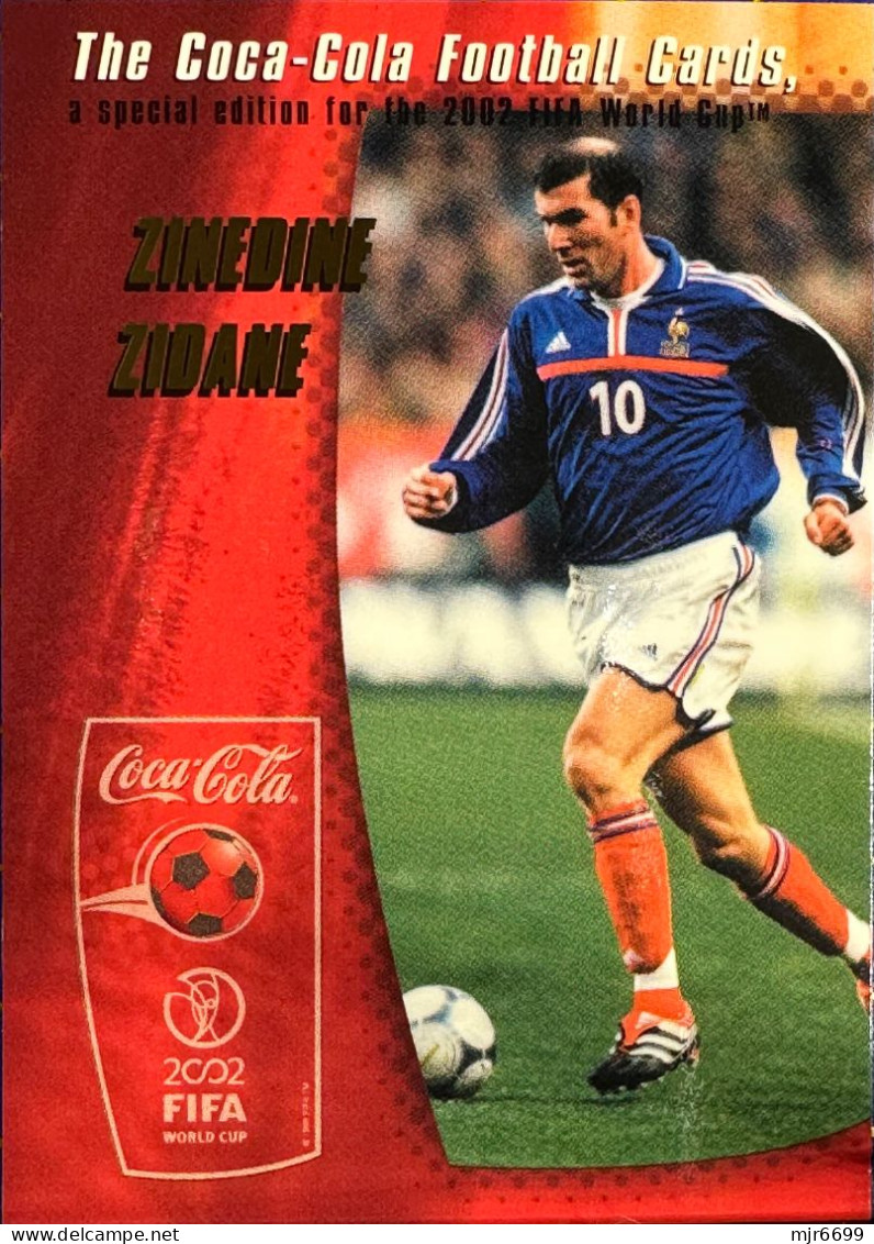 COCACOLA FIFA 2002 WOLRD CUP FOOTBALL CARDS -ZINEDINE ZIDANE, ALMOST PERFECT CONDITION. ORIGINAL - Sonstige & Ohne Zuordnung