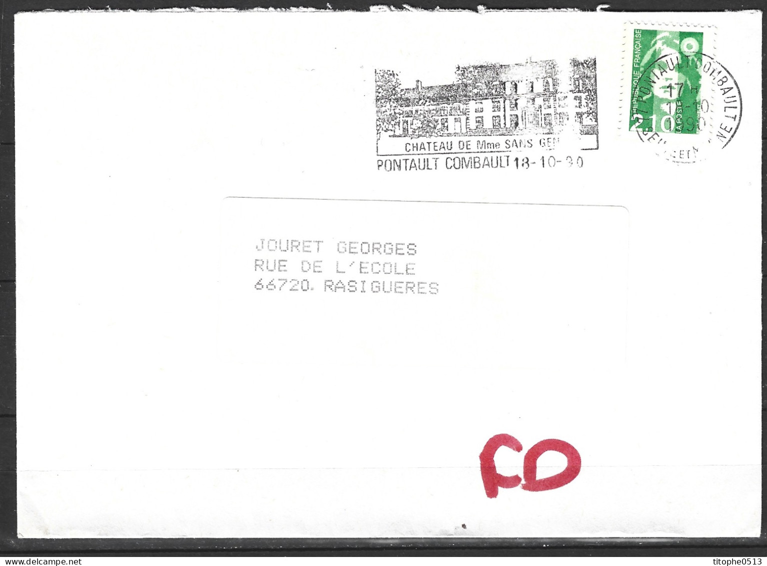 FRANCE. Flamme De 1990 Sur Enveloppe. Château De Madame Sans-Gêne. - Napoléon