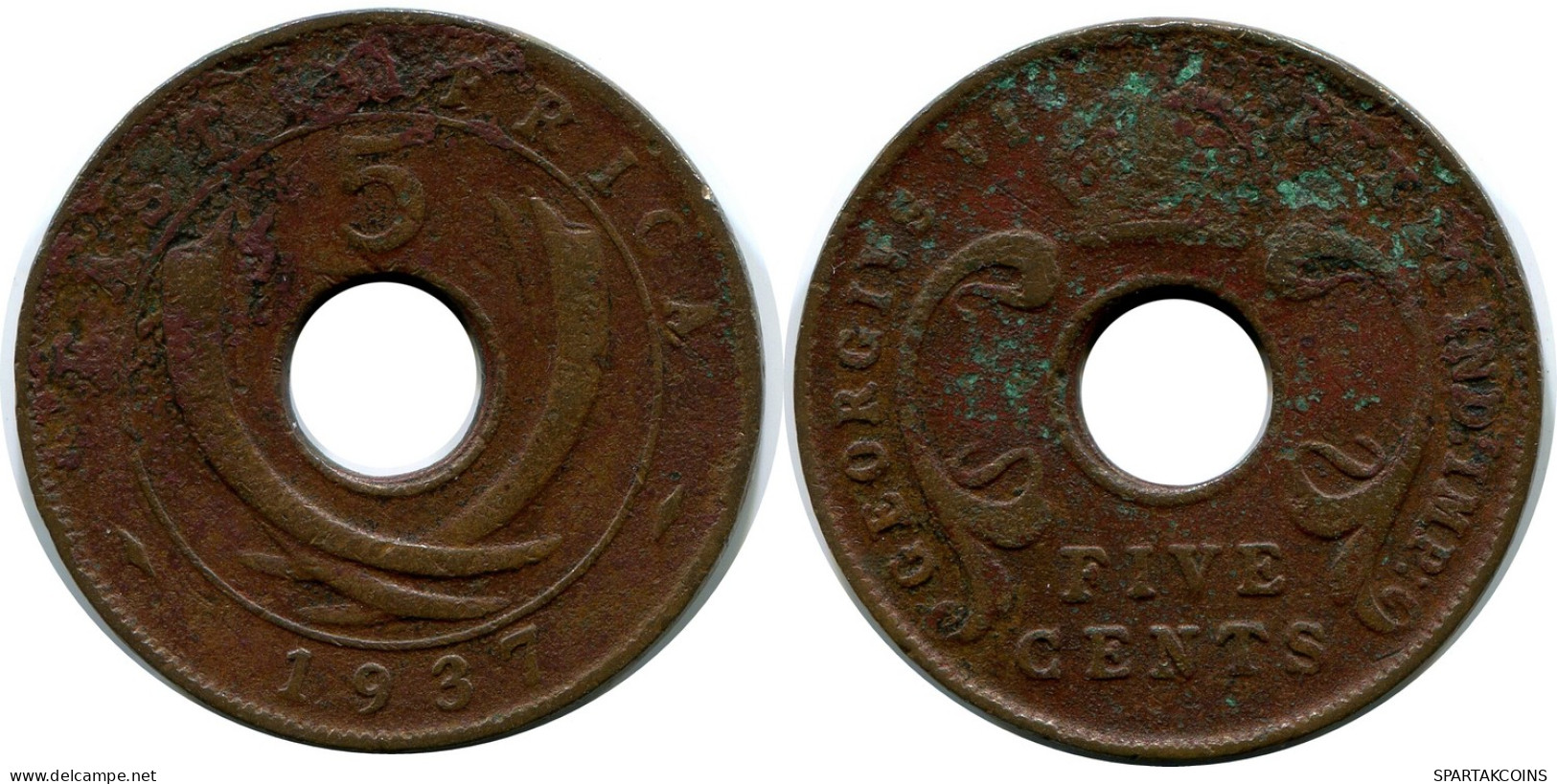 5 CENTS 1937 ÁFRICA ORIENTAL EAST AFRICA Moneda #AP873.E - Colonia Británica