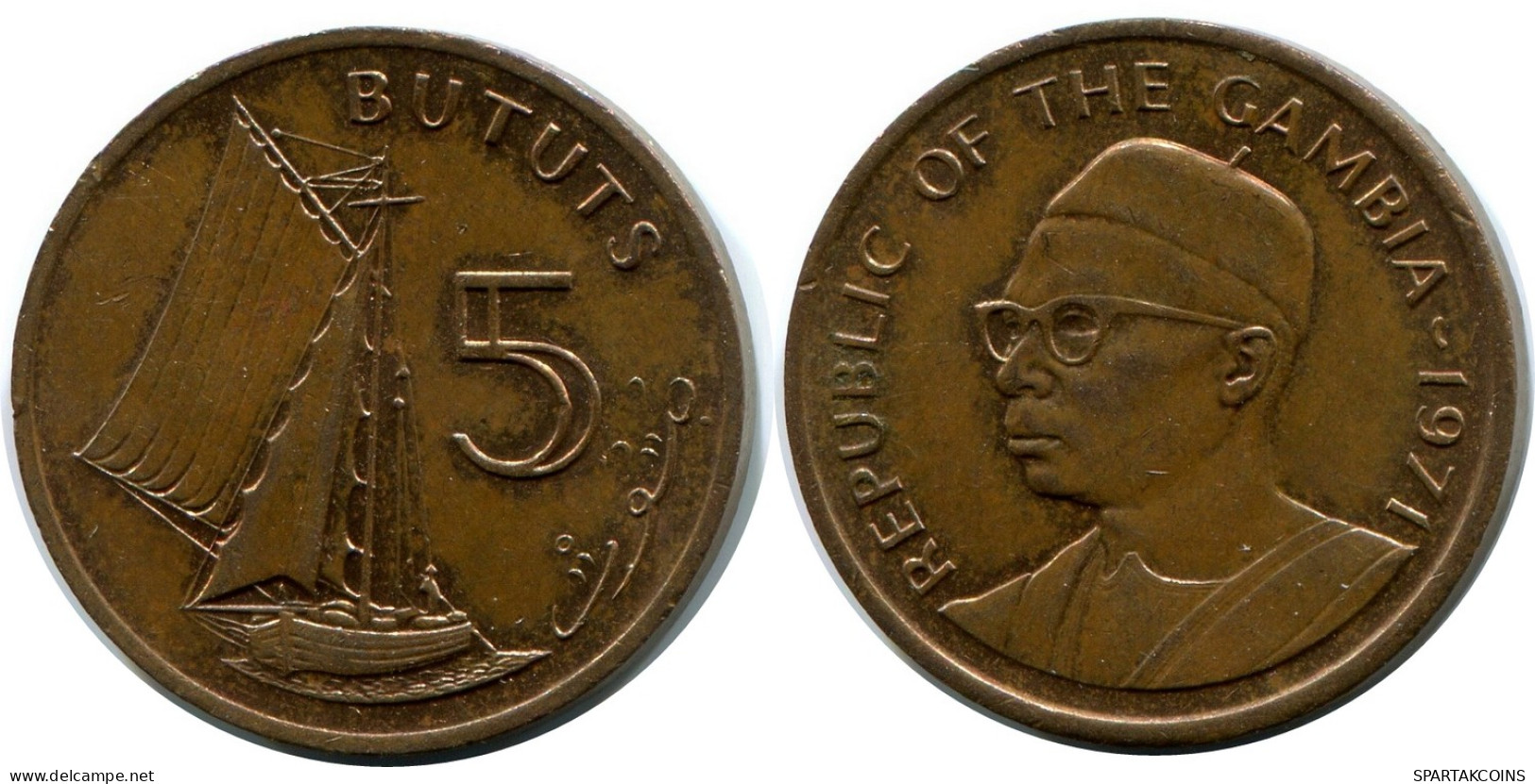 5 BUTUTS 1971 GAMBIA Coin #AX886.U - Gambie