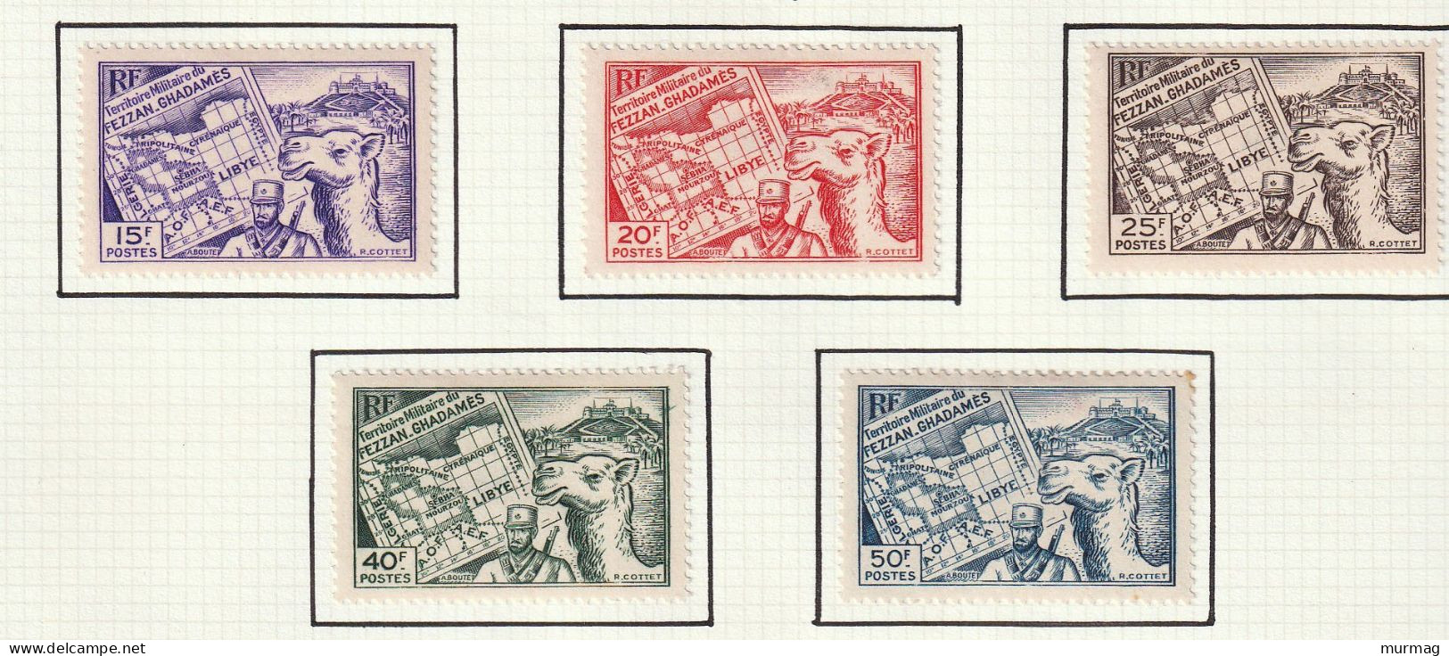 FEZZAN - Carte Du Fezzan, Chameau -Y&T N° 38-42 - 1946 - MH - Unused Stamps