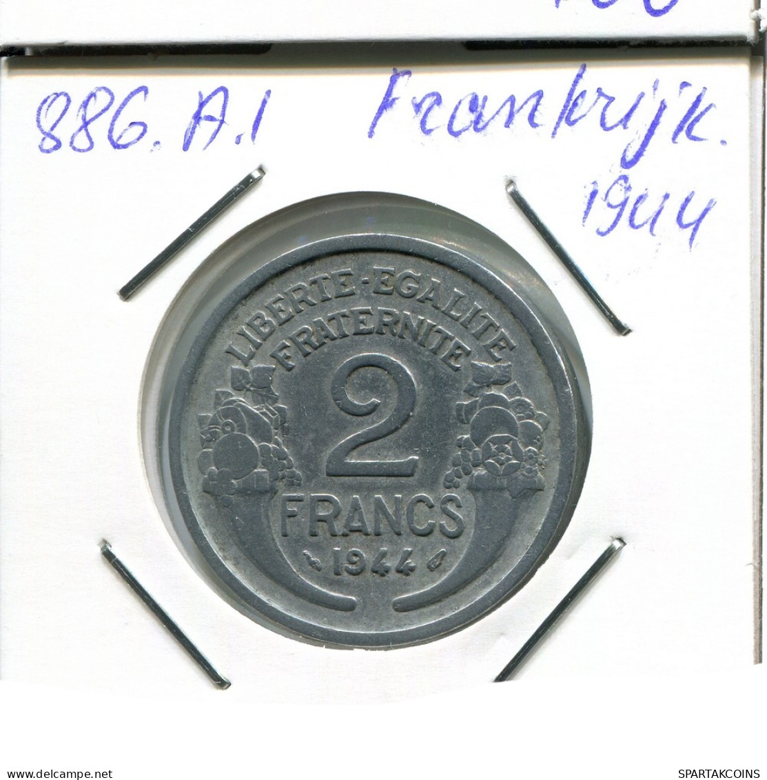 2 FRANCS 1944 FRANCIA FRANCE Moneda #AN347.E - 2 Francs