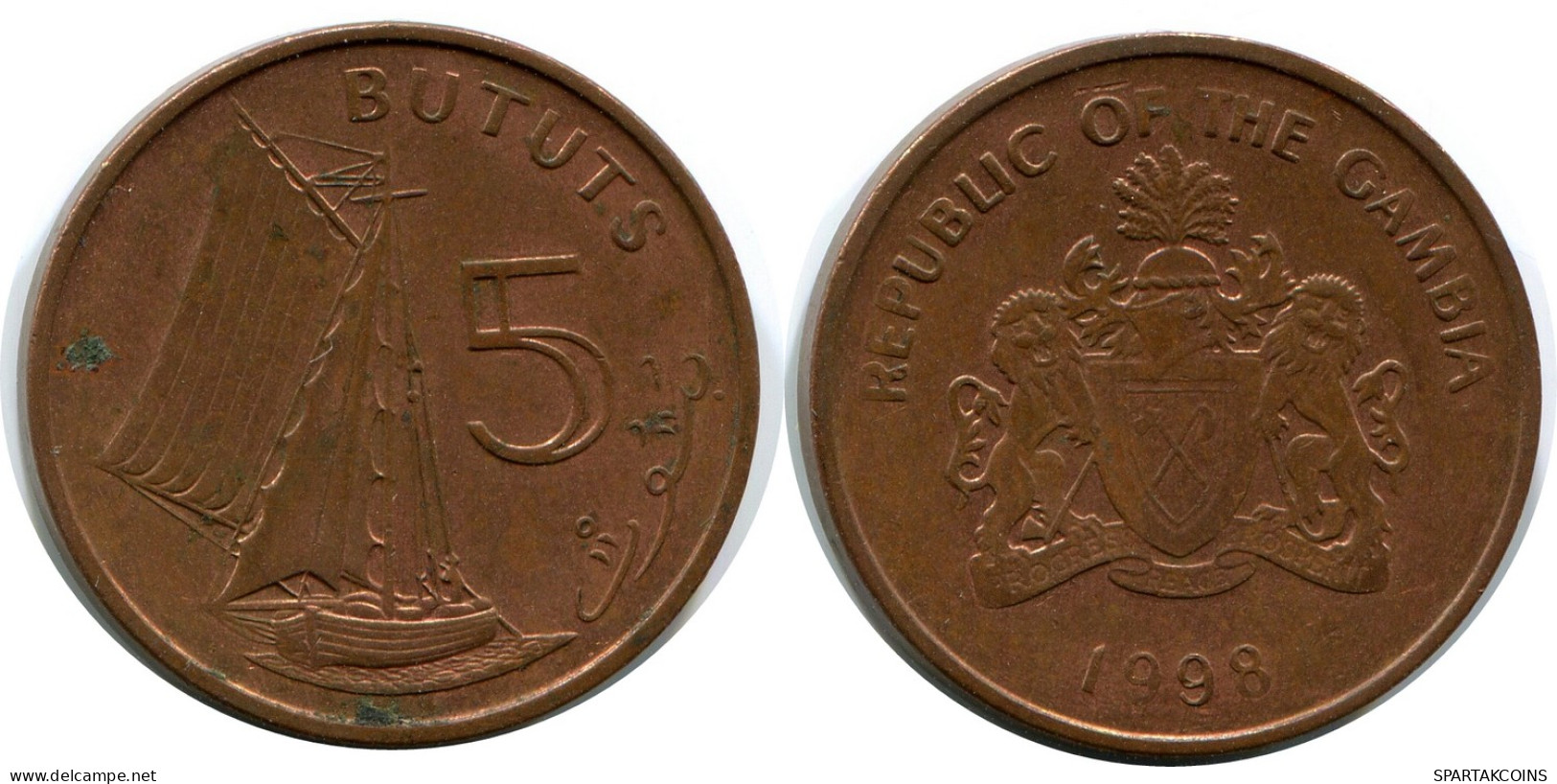 5 BUTUTS 1998 GAMBIA Moneda #AP887.E - Gambia