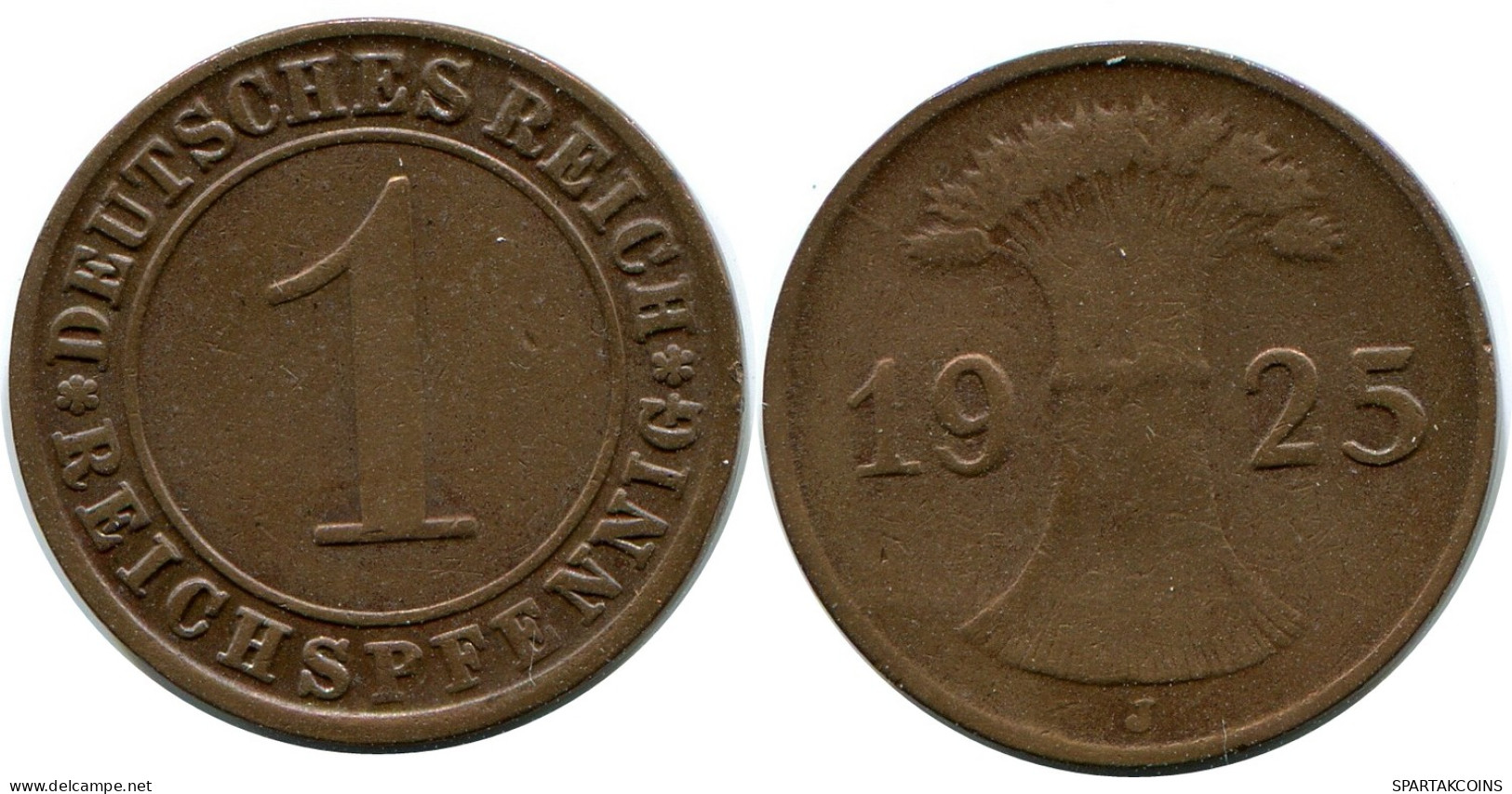 1 REICHSPFENNIG 1925 J ALLEMAGNE Pièce GERMANY #DB777.F - 1 Rentenpfennig & 1 Reichspfennig