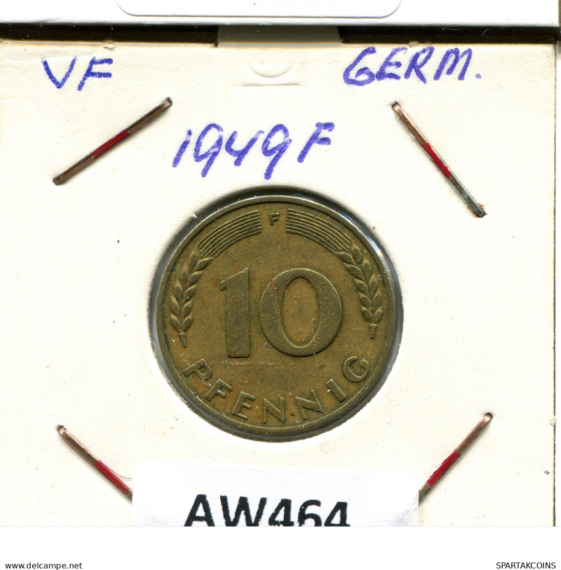 10 PFENNIG 1949 F ALEMANIA Moneda GERMANY #AW464.E - 10 Pfennig