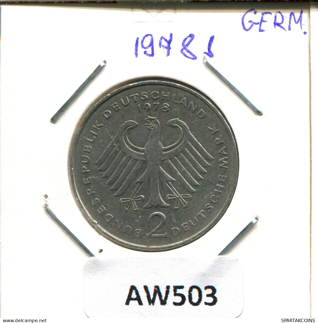 2 DM 1978 J T.HEUSS BRD ALEMANIA Moneda GERMANY #AW503.E - 2 Marcos