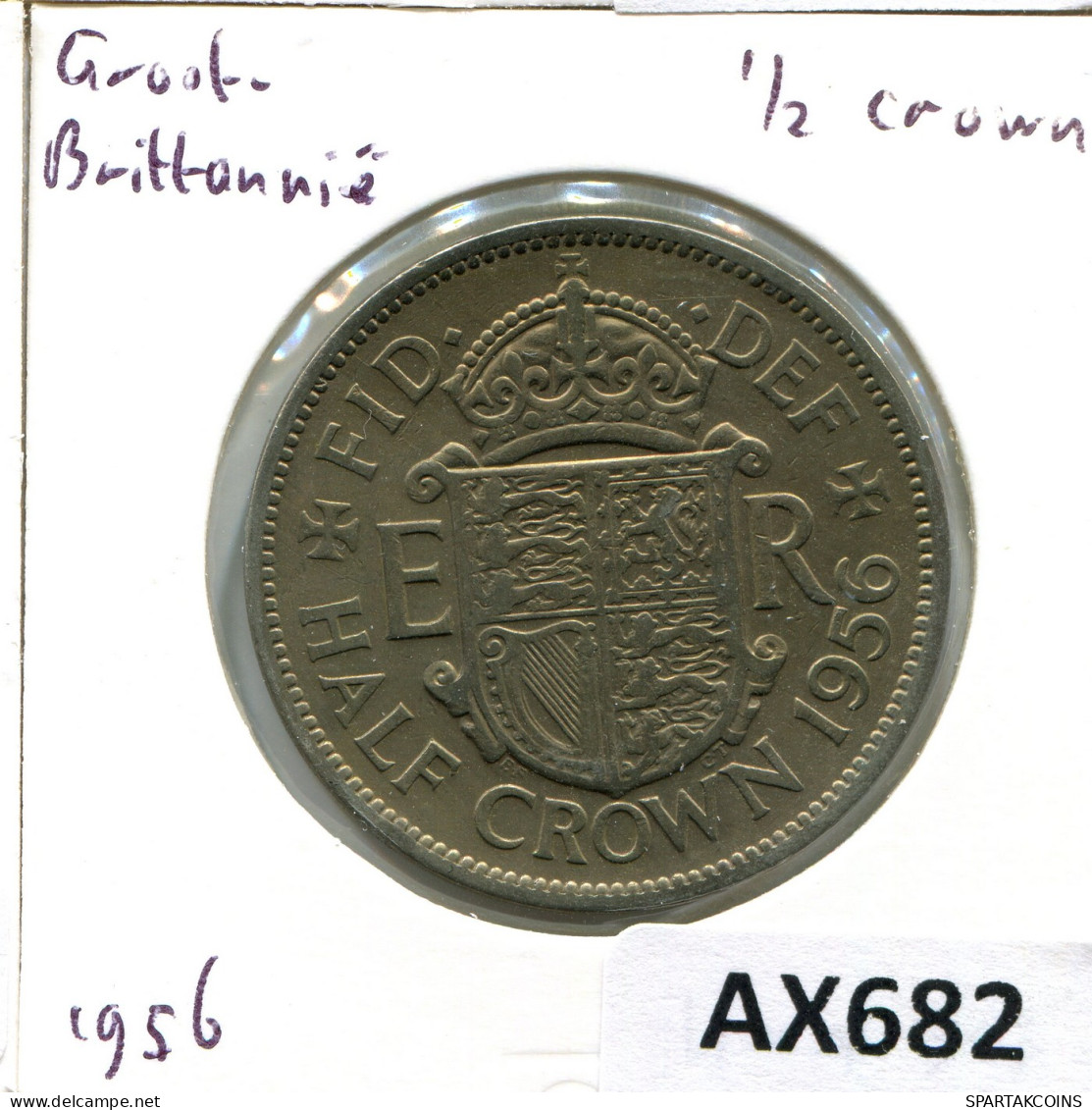 HALF CROWN 1956 UK GRANDE-BRETAGNE GREAT BRITAIN Pièce #AX682.F - K. 1/2 Crown