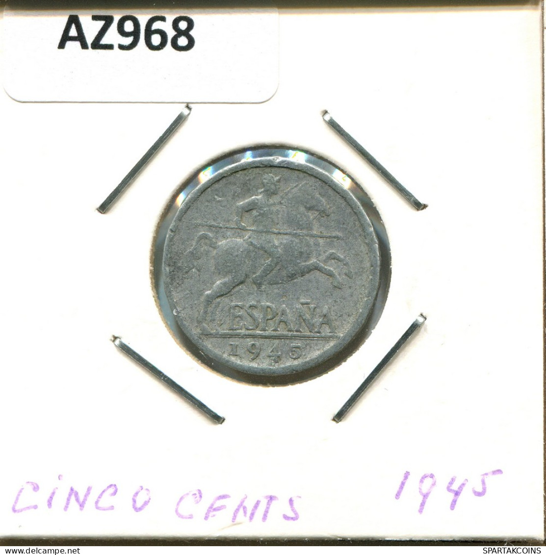 5 CENTIMOS 1945 SPAIN Coin #AZ968.U - 5 Centesimi